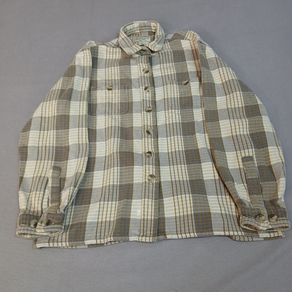Cabelas flannel shirt shacket women’s  medium reg tan brown‎ outdoors heavy